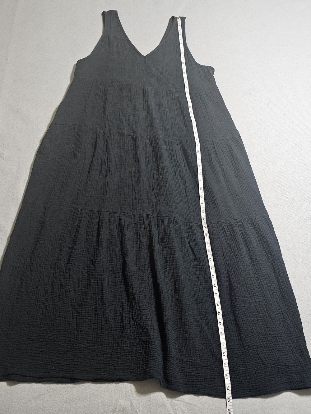 Marine Layer Corinne Tiered Cotton Gauze Maxi Dress Black XL Boho Coastal Chic - Picture 9 of 10